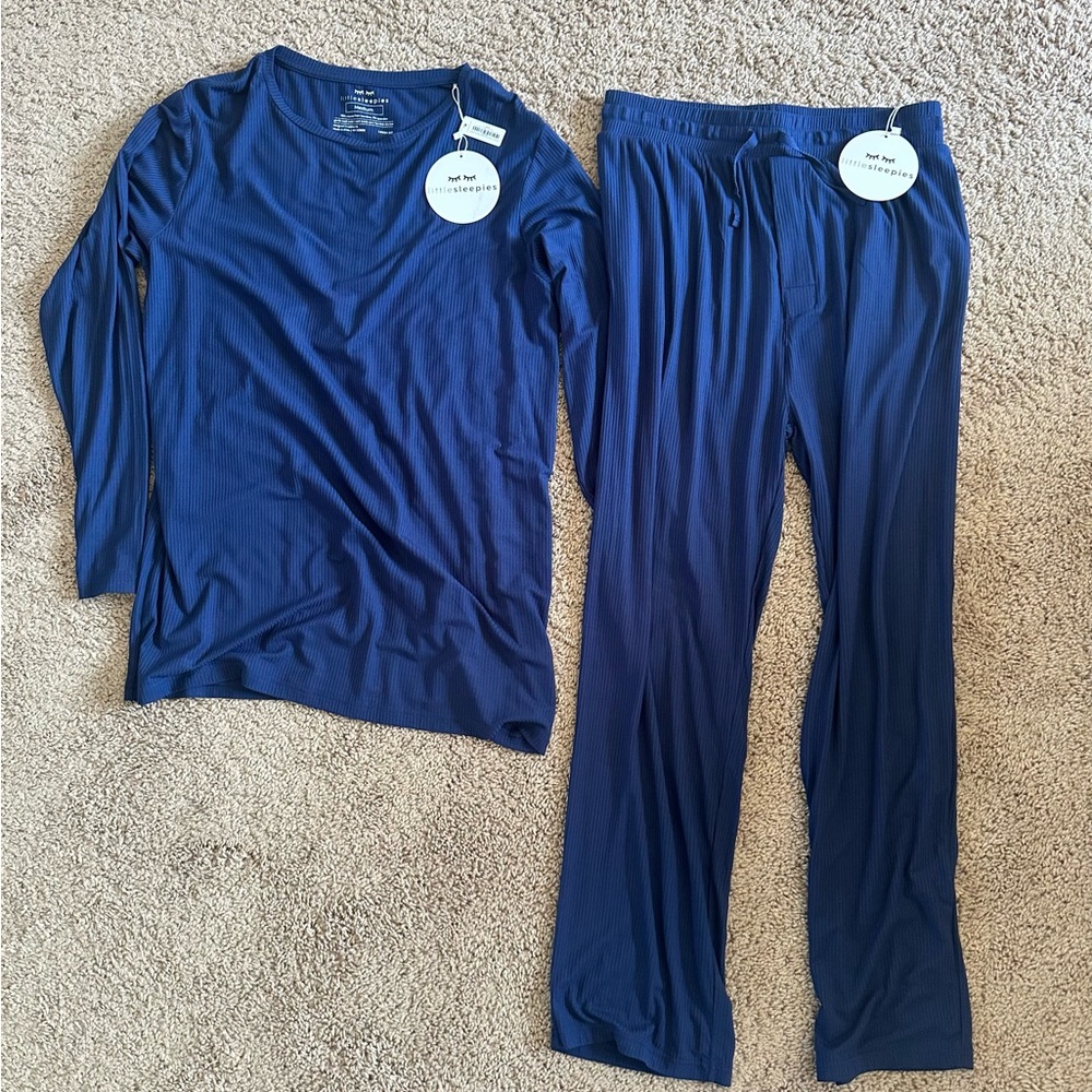 Little Sleepies Men's ribbed bamboo pajama shirt and pants NWT in size Medium